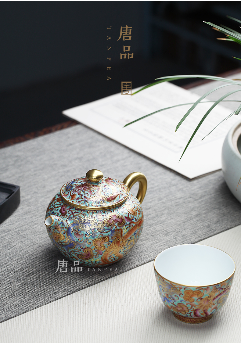 Colored enamel teapot all hand ganoderma dragon jingdezhen ceramic teapot kung fu tea set large paint a gift