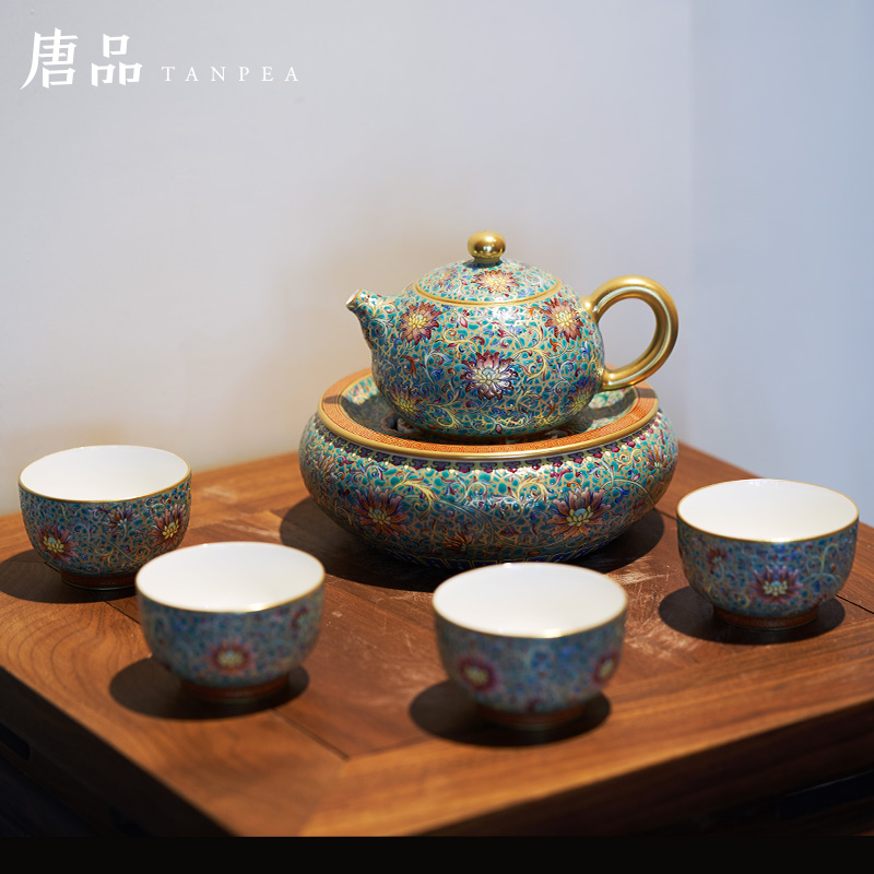 Tang Pin enamel colors branch lotus xi shi pot of master of jingdezhen ceramic cups kung fu tea set manually set the teapot