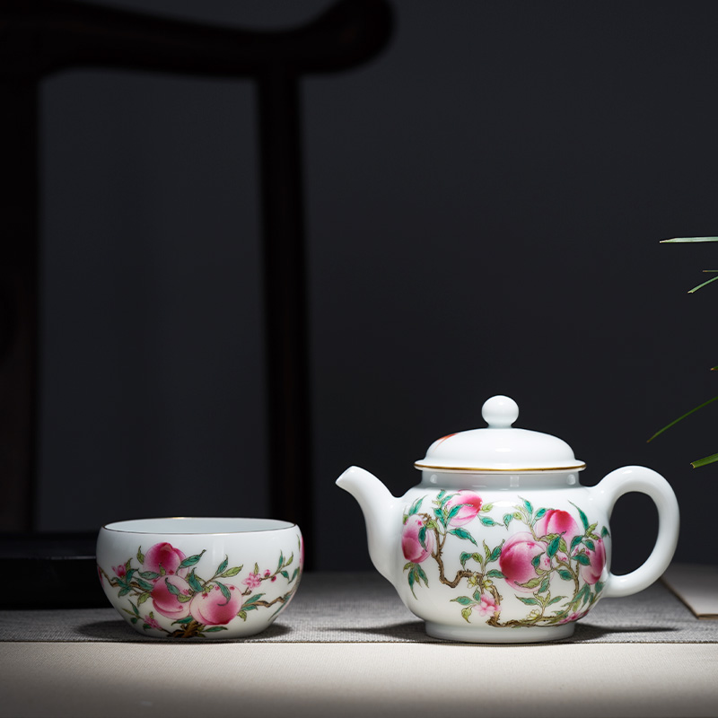 Tang Pin enamel pastel peach jingdezhen ceramic cup personal Lord kung fu tea tea cups healtheries single CPU