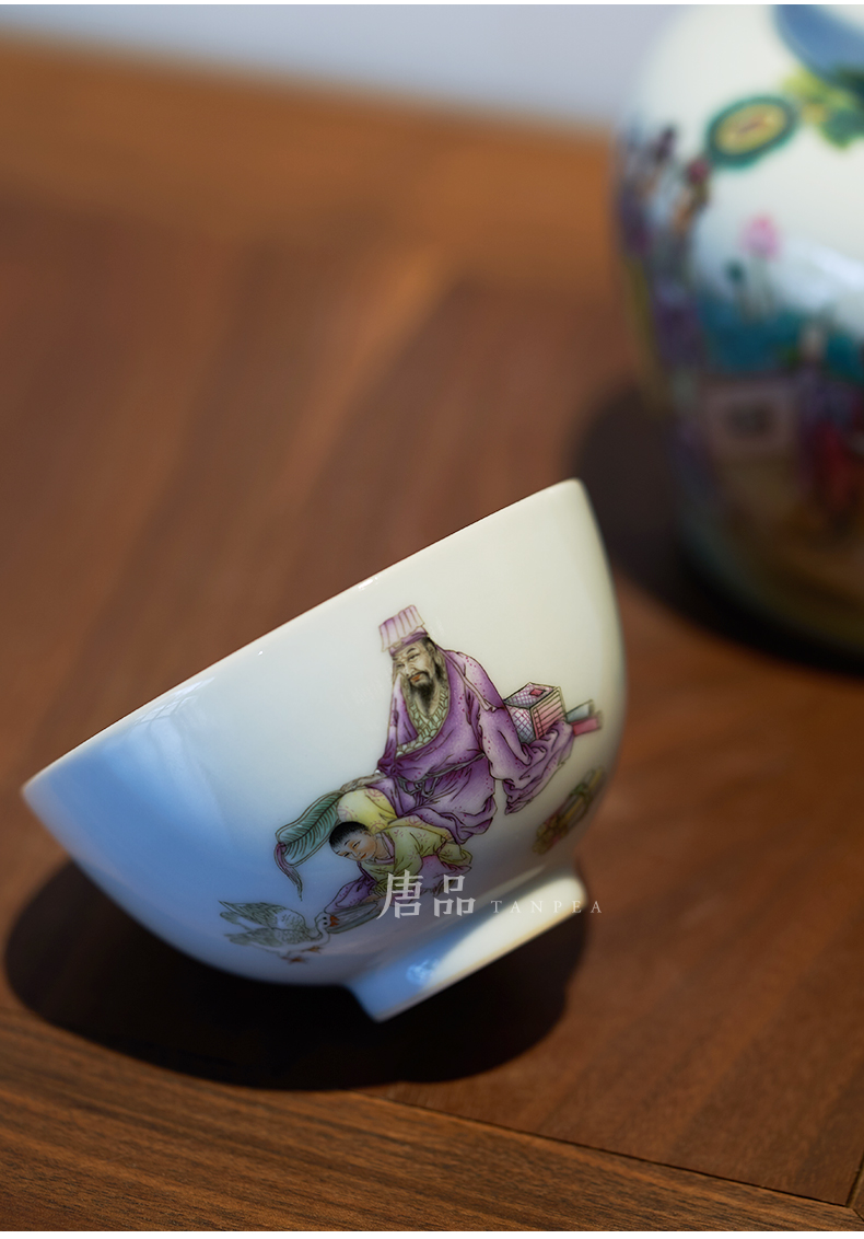 Jingdezhen pastel characters master cup teacups hand - made meditate on the coats literati large bowl tea cup collection