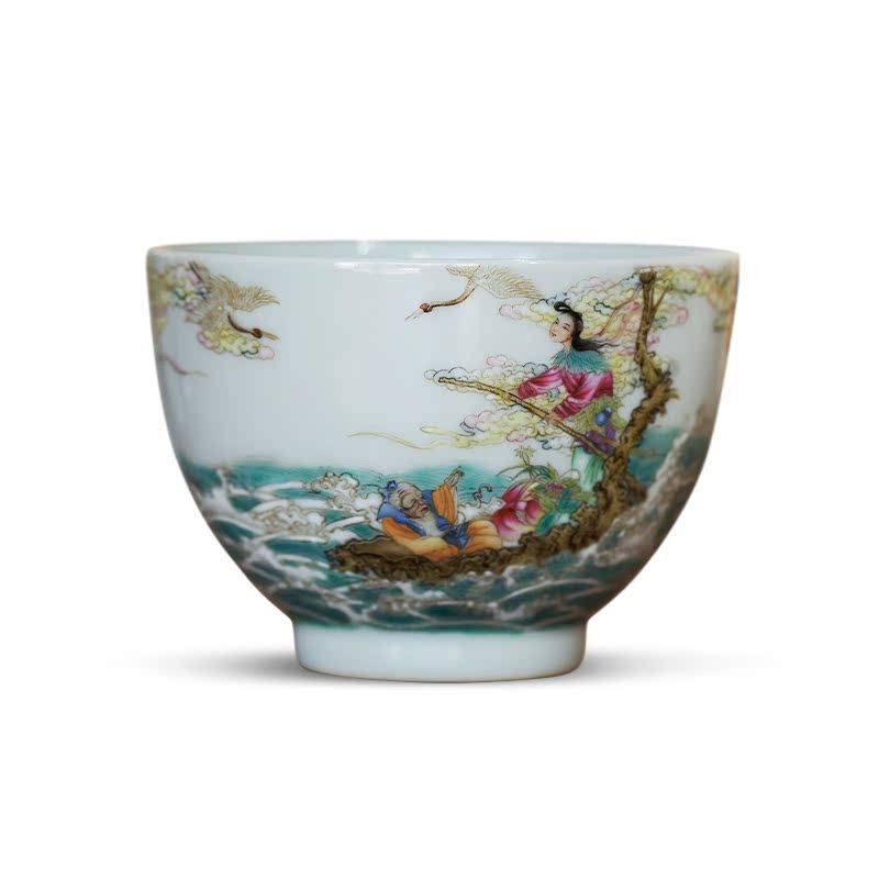 Pastel offer longevity figure sample tea cup cup personal Lord kung fu celebration gifts jingdezhen all checking ceramic heart single CPU