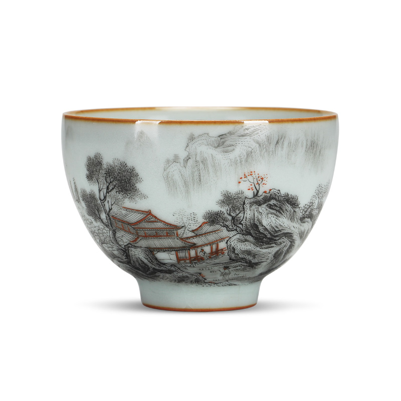 Jingdezhen your up sample tea cup hand - made color ink landscape ceramic cups cup personal Lord azure kung fu single CPU