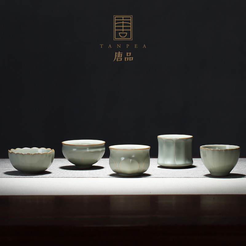 Tang Pin ru up market metrix personal cup by petals of manual, lotus - shaped lamp that pea green pu single CPU jingdezhen kung fu tea set