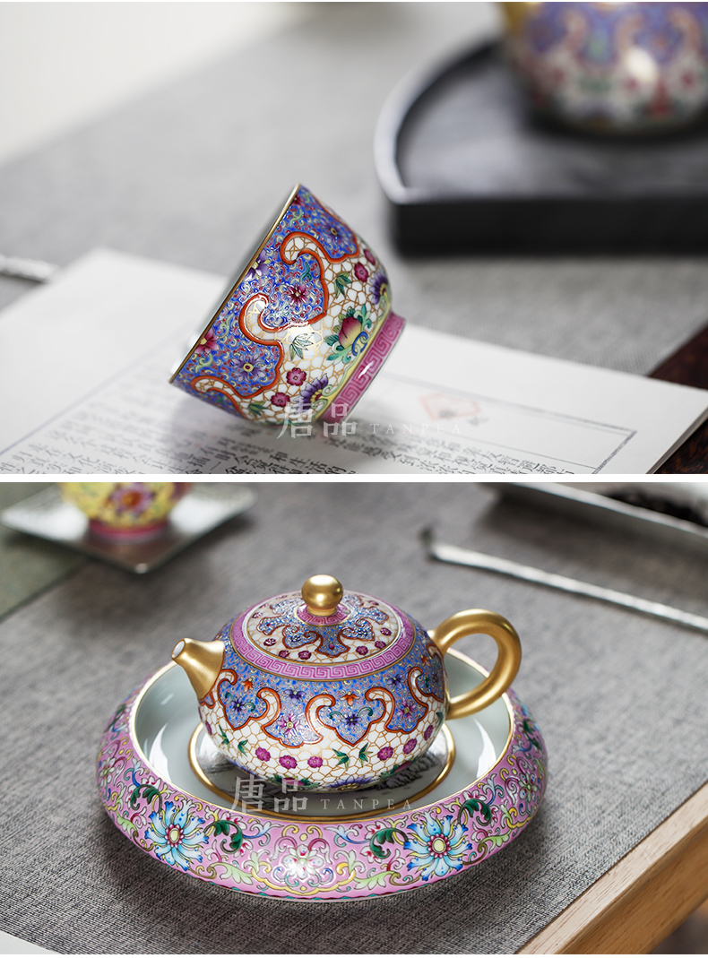 Kung fu tea see colour line enamel xi shi pot all hand satisfied grain little teapot jingdezhen ceramic pot