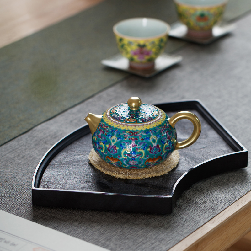 All hand made blue to xi shi pot of enamel glaze color little teapot jingdezhen ceramic tea set on single pot of kung fu