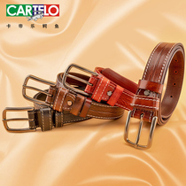 Carcodile Crocodile Lady Leather Strap Genuine Leather Brief 100 hitch to South Korea Decorative Head Layer Cow Leather Pants Girdle women Ins Wind