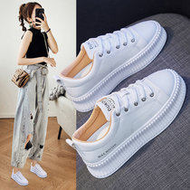 ins Korean version of small white shoes women 2021 autumn new students Joker leisure thick-soled high running shoes sneakers