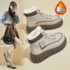 2025 New Winter Casual Women's Shoes High-Top Student Versatile Sports Snow Short Boots Thick-Soled Non-Slip Fleece-Lined Cotton Shoes
