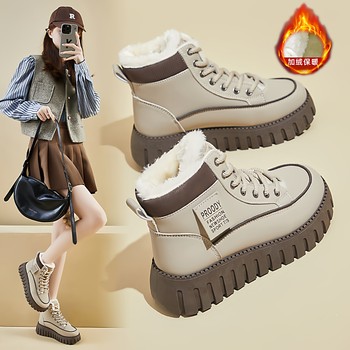 2025 New Winter Casual Women's Shoes High-Top Student Versatile Sports Snow Short Boots Thick-Soled Non-Slip Fleece-Lined Cotton Shoes