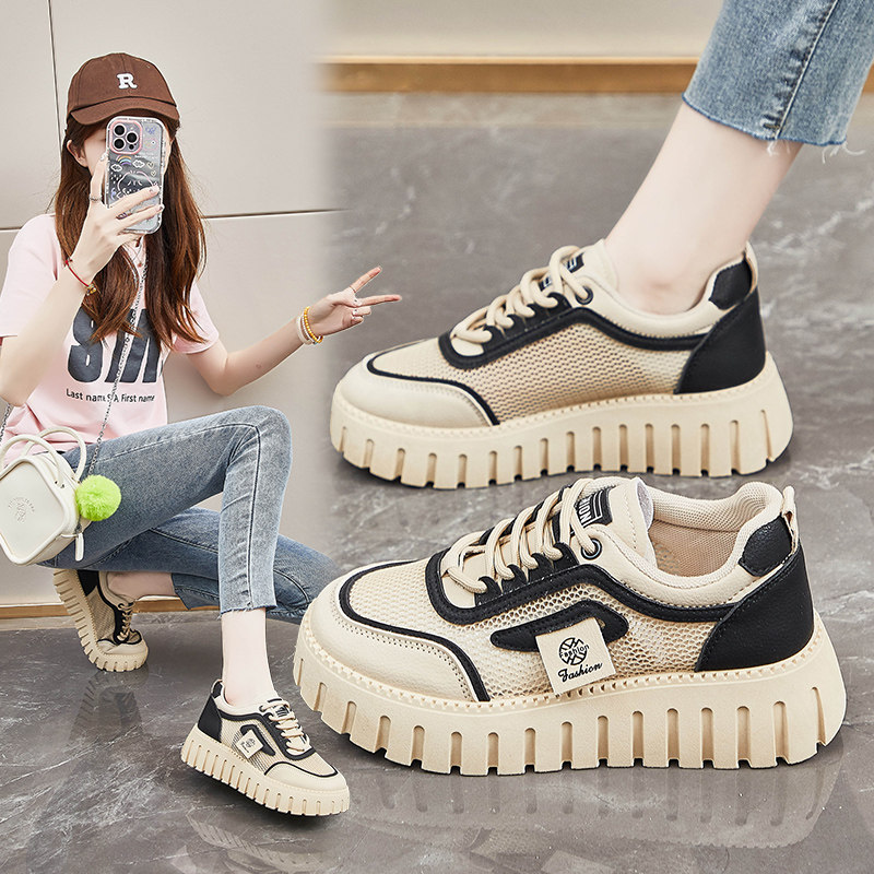 2025 Summer New Soft-Soled Shoes, Comfortable Mesh Shoes, Breathable Thin Dad Shoes, Sneakers, Casual Board Shoes, Women's Shoes