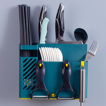 Kitchen Chopsticks Basket Home Free of perforated shelves wall-mounted spoon cutlery cutlery Drain Containing Box Chopstick Cage chopstick cage