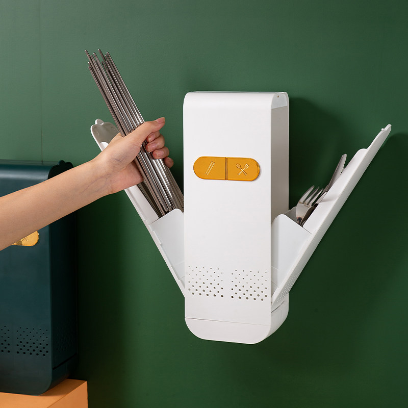 Multifunctional household wall-mounted sealed chopsticks cage storage knife rack kitchen spoon chopsticks box drain chopsticks tube
