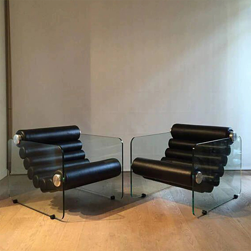 Modern Creative Suspended Transparent Acrylic Leisure Chair Villa Living Room Personalized Irregular Glass Armrest Single Chair