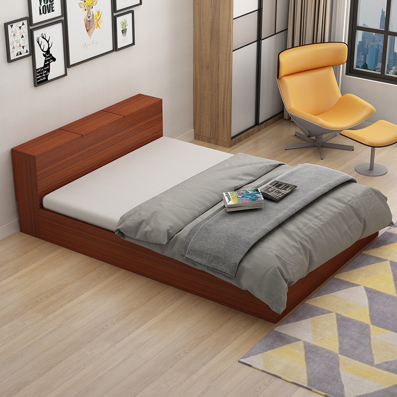 tấm tối giản hiện đại giường 1,2m 1,5 m 1,8 m cao đúp phòng ngủ giường tatami lưu trữ hộp lưu trữ - Giường giường cưới