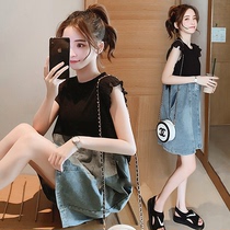 Pregnant women Summer 2020 Hot Mom personality small sleeveless vest summer Platycodon grandiflorum skirt long pregnant women dress