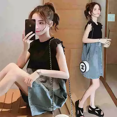 Pregnant women Summer 2020 Hot Mom personality small sleeveless vest summer Platycodon grandiflorum skirt long version pregnant women's dress