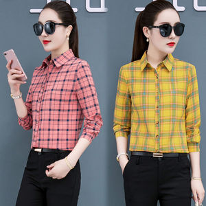 2020秋季长袖格子衬衫女韩版修身女装