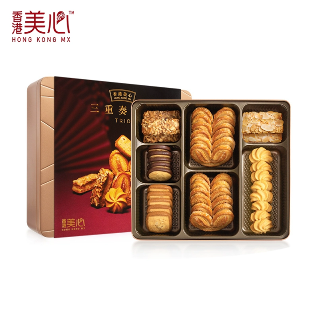 香港美心三重奏曲奇甜心美意饼干甜心酥进口休闲零食礼盒下午茶