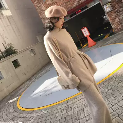 Sandro Moscoloni autumn and winter age age fashion temperament Hong Kong flavor knitted wide leg pants knitted two piece set