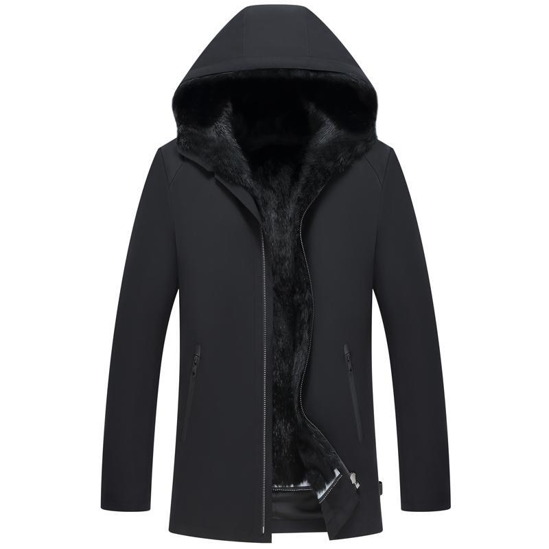 Middle-Aged and Elderly Men's Mink Fur Coat, Integrated Fur and Leather, Mid-Length Mink Lining Parka, Thickened Dad's Coat Middle-Aged and Elderly Men's Mink Fur Coat, Integrated Fur and Leather, Mid-Length Mink Lining Parka, Thickened Dad's Coat