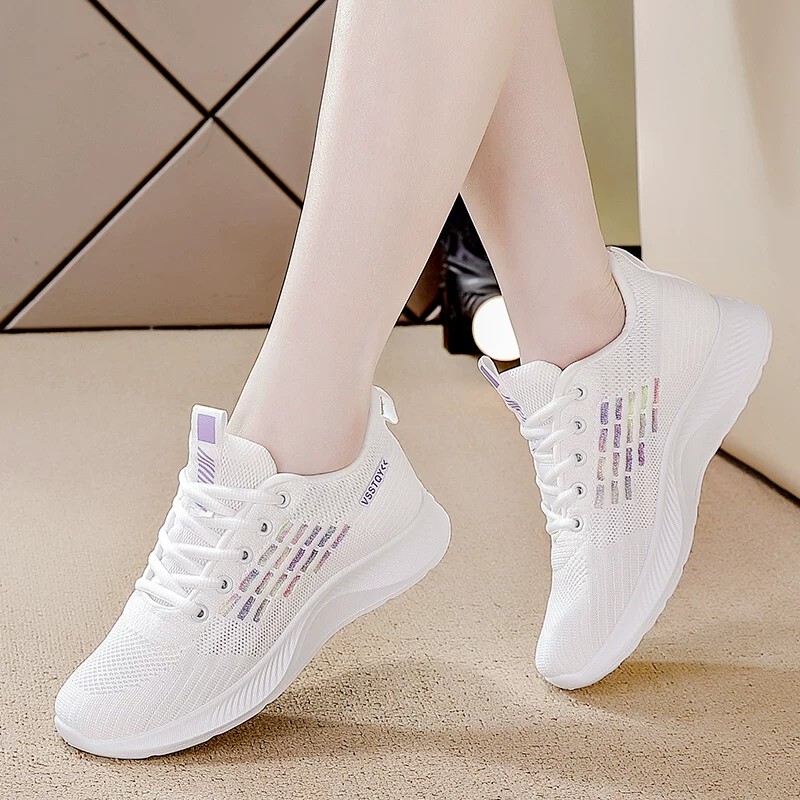 Qiao Zhou Official Website 2026 Summer Mesh Non-Slip Casual Shoes for Women, Lightweight Soft-Soled Breathable Casual Shoes for Square Dancing