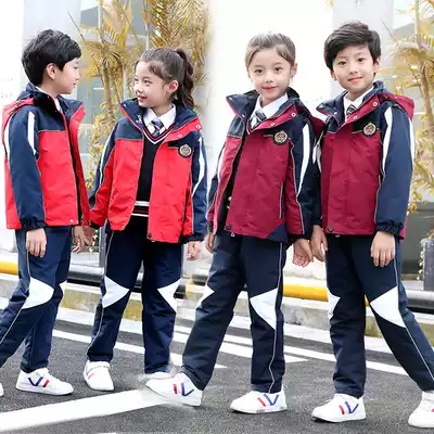 Kindergarten garden clothes new autumn and winter suits windproof plus velvet three-in-one outdoor assault clothes thickened primary school uniforms
