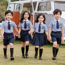 Japanese and Korean style Primary School uniforms blue striped shirts class uniforms costume Xia Yinglunfeng kindergarten Garden uniforms