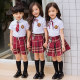 British style kindergarten uniforms red plaid two-piece children's performance uniforms primary school uniforms graduation class uniforms