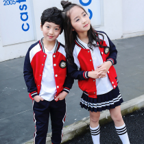 British college style primary school uniform baseball uniform three-piece kindergarten garden suit Summer new cotton suit tide