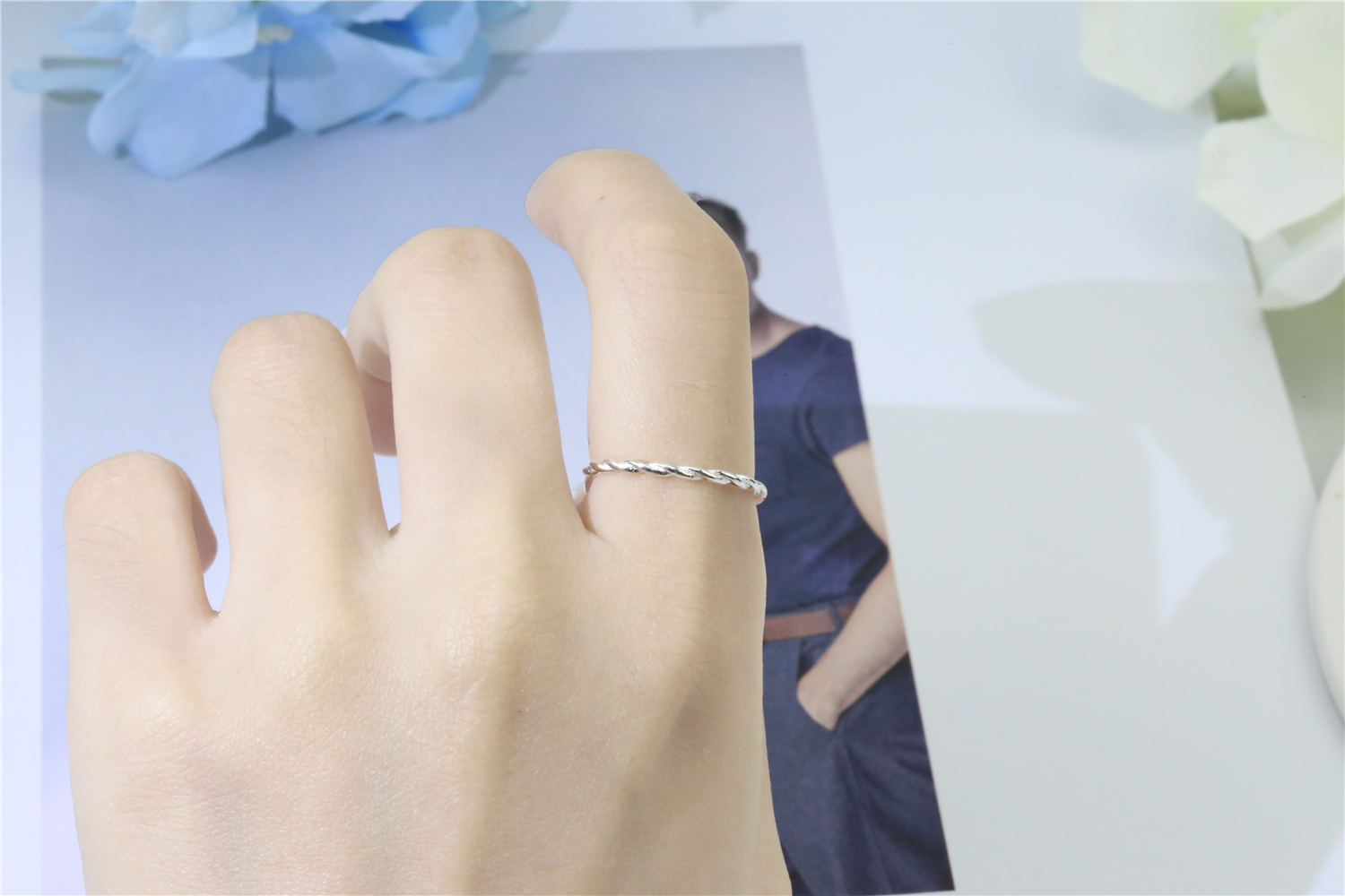 S925 sterling bạc nhẫn nữ net đỏ thời trang mở chỉ số nhẫn Nhật Bản và Hàn Quốc nhịp đập nhỏ ngón tay nhẫn nhẫn sinh viên trang sức nhẫn vàng nữ 18k