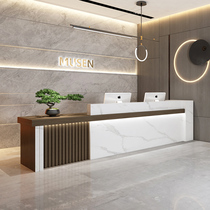 Modern Chinese Front Desk Table Original Wood Color Cashier Terrace Company Hotel Hall Reception Desk Bar Counter Training Institution Counter