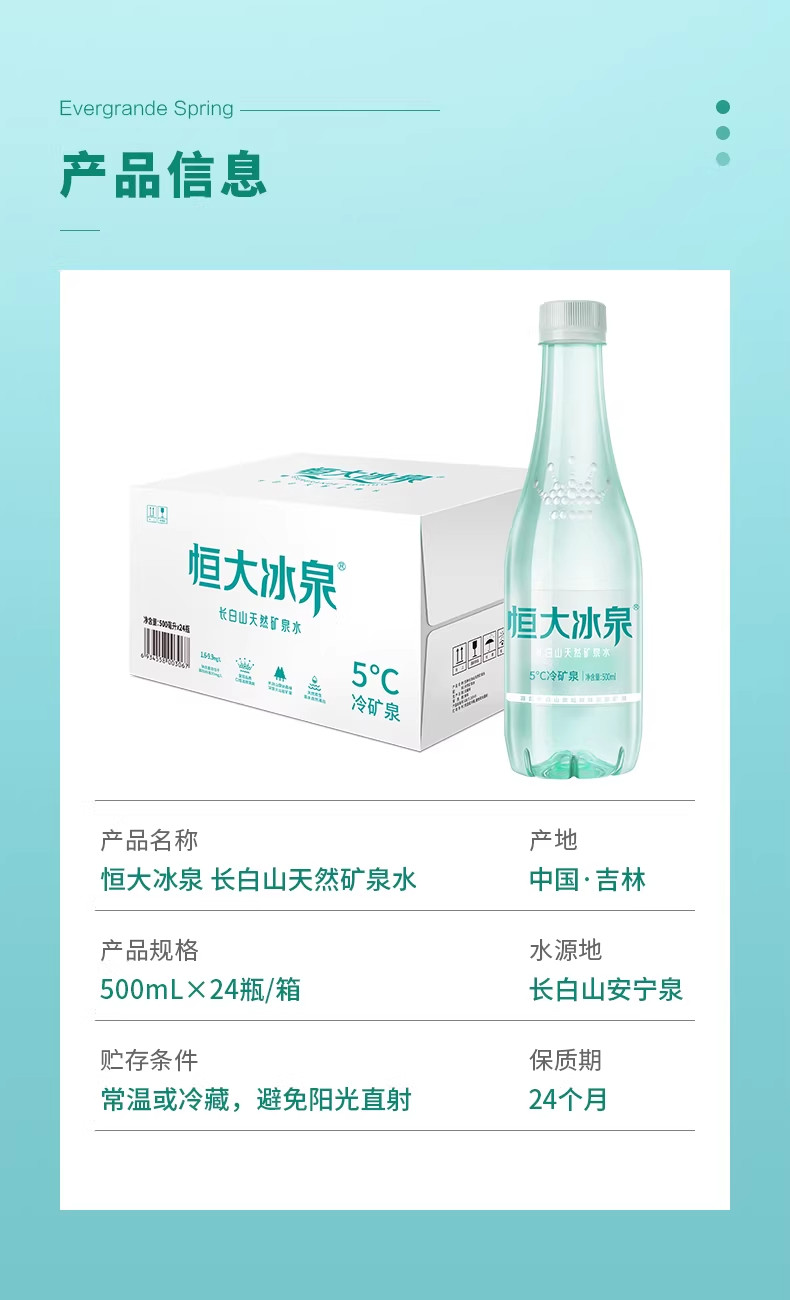 安享好物 安享S级饮用水-恒大冰泉低钠矿泉水 国标 