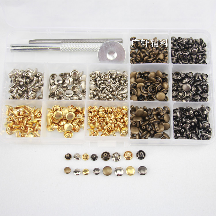 Rivet double-sided pure copper 4 color 240 set mounting tool set leather bag accessories hardware accessories