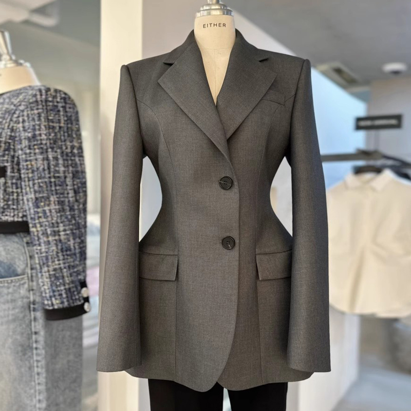 Women's Blazer 206 Spring New Korean Style Slimming Fashionable Design Hourglass Silhouette Waist-Cinching Suit