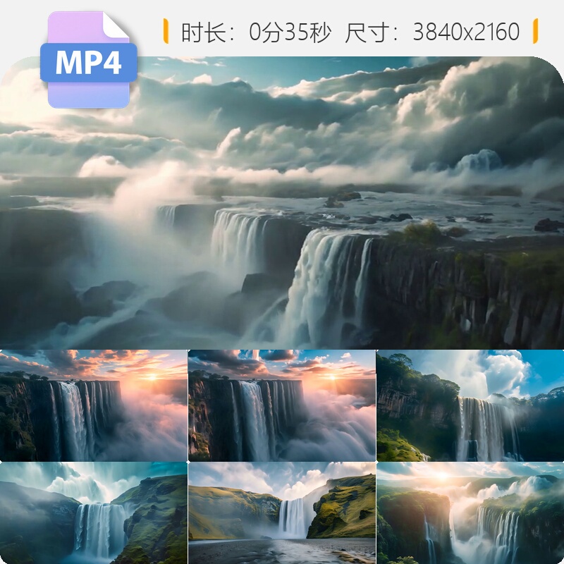 High-Definition Collection of Waterfalls, Canyons, Clouds, Sunlight, Rivers, Mountain Springs, and Natural Forests Time-Lapse Video Footage
