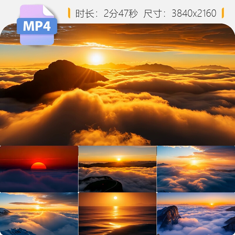 High-Definition Time-Lapse Aerial Footage of Sunrises and Sunsets over Cloud Seas, Beautiful Morning Glow, Burning Clouds, Morning Light, Eastern Dawn Video Footage