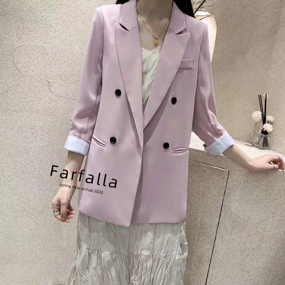 F.A Farah bộ đồ mỏng 2020 mùa xuân và mùa hè của phụ nữ phong cách Hàn Quốc phòng máy lạnh áo khoác 7 lớp - Business Suit