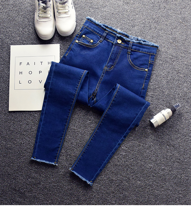 Phiên bản Hàn Quốc của quần jeans cạp cao nữ 2018 xuân hè mới co giãn size lớn đã mỏng và thon gọn 9 điểm chân quần thủy triều thời trang công sở nữ cao cấp