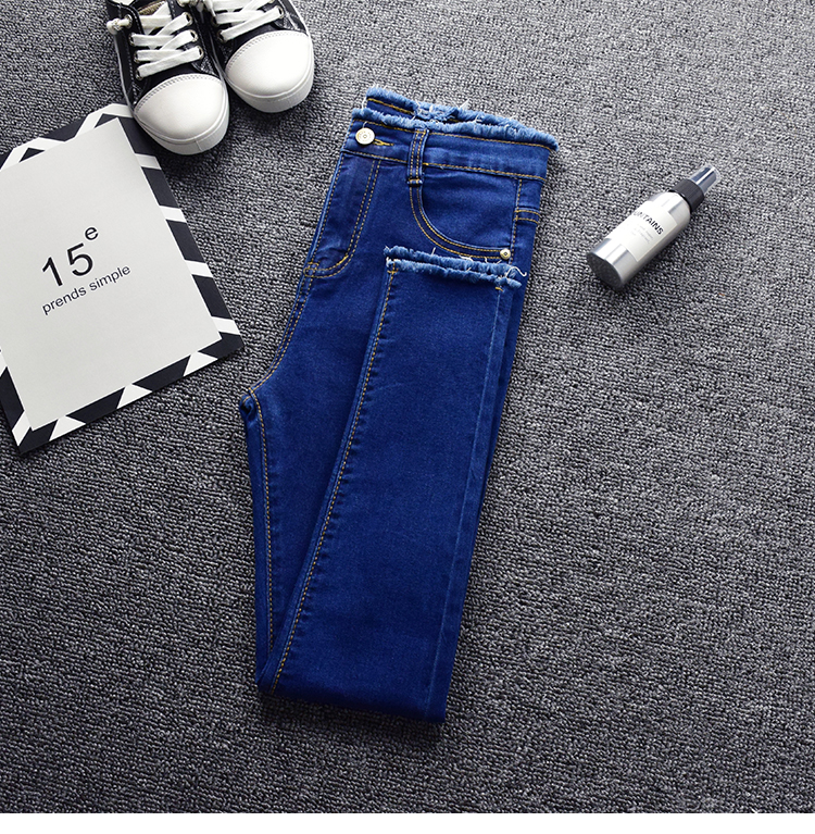 Phiên bản Hàn Quốc của quần jeans cạp cao nữ 2018 xuân hè mới co giãn size lớn đã mỏng và thon gọn 9 điểm chân quần thủy triều thời trang công sở nữ cao cấp