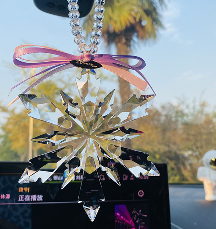 Swarovski Car Pendant Crystal Frozen Christmas Snowflake Car Hanging Ornament Rearview Mirror Car Interior Pendant