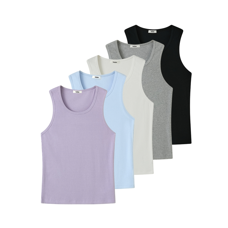 Telen Running Elastic Tight-Fitting Training Sports Ribbed Tank Top for Men, Purple Fitness Clothing, Breathable, Slim Fit, Enhances Appearance