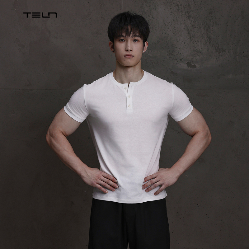Telen. Tencel Linen Basic Style | Cool and Wrinkle-Resistant Henry Collar V-Neck Sports Casual Simple Short-Sleeve T-Shirt Telen. Tencel Linen Basic Style | Cool and Wrinkle-Resistant Henry Collar V-Neck Sports Casual Simple Short-Sleeve T-Shirt