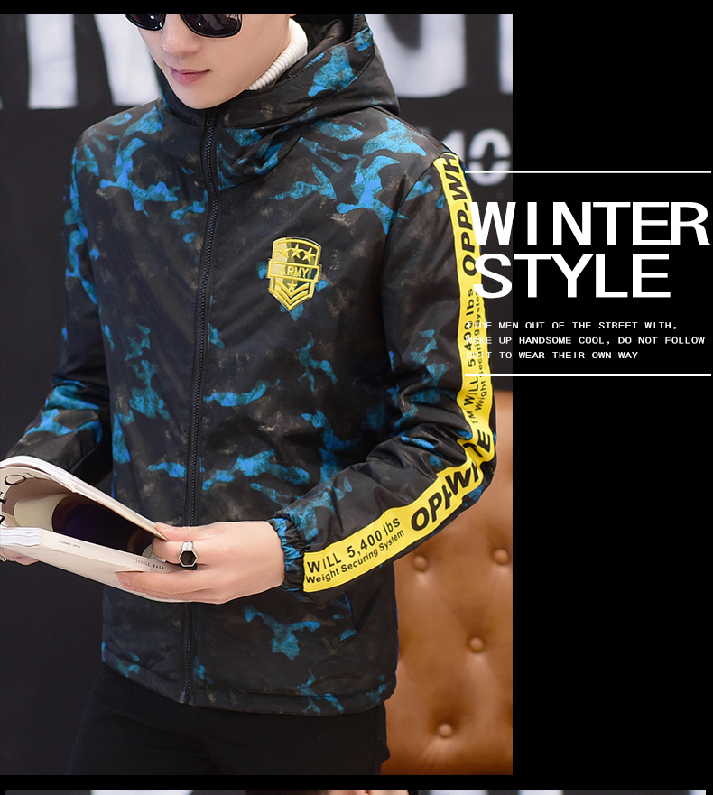 Mùa thu và mùa đông ngụy trang cotton coat nam 2017 cộng với phân bón XL couple bông phù hợp với Hàn Quốc Slim bông xu hướng áo khoác đồ cặp