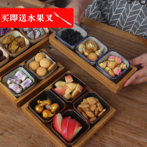 Ceramic Japanese-style grid plate Snacks Household small platter Sauce Afternoon tea Nuts fruit snack plate Nordic creativity