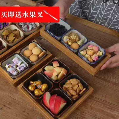 Ceramic Japanese dividing plate snacks household small platter sauce afternoon tea nut fruit snack plate Nordic creative