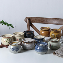 Ceramic household stew pot with lid small restaurant water-proof birds nest stew dessert Japanese steamed egg crock pot simmering soup 330ml