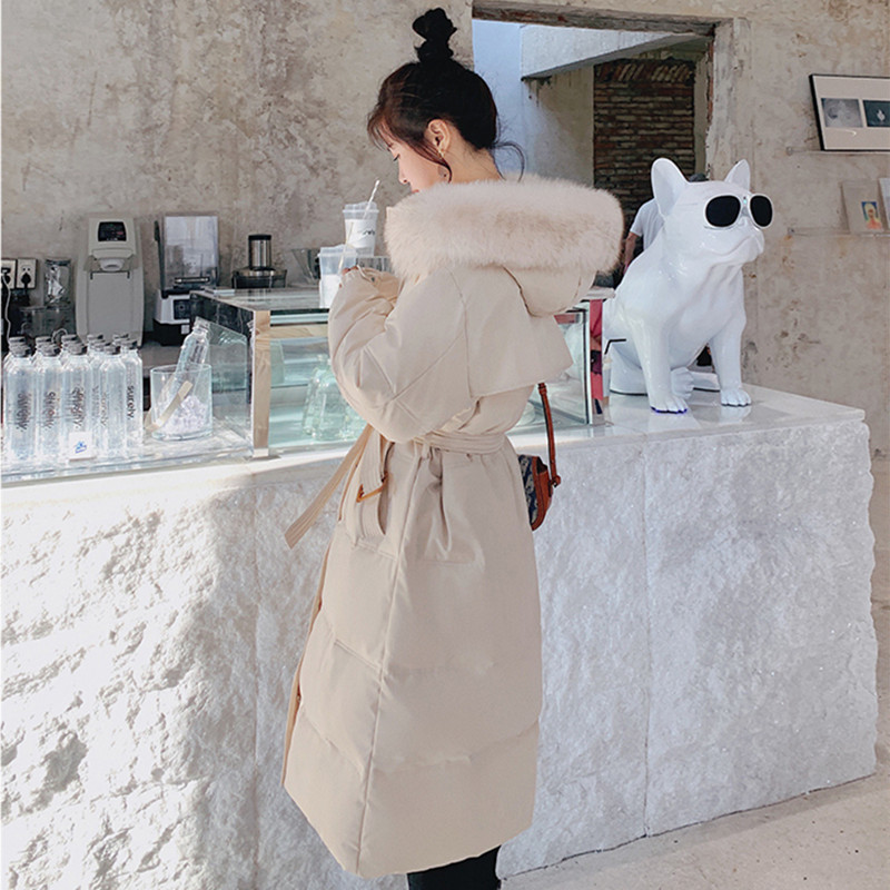 Coat winter women's new 2020 Korean version of small man cotton-padded women's long version of knee-thick waist down down cotton-padded jacket tide