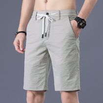 Summer thin mens ice silk casual shorts mens trend loose five-point pants new outer pants 5-point pants