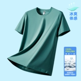 Мужская летняя тонкая цветная шелковая быстросохнущая эластичная футболка для отдыха, короткий рукав