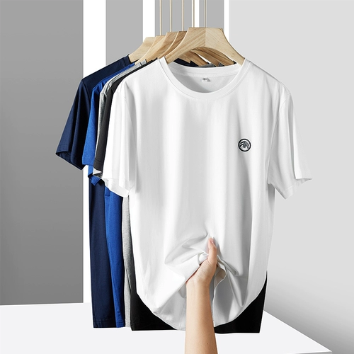 Мужская дышащая цветная шелковая футболка с коротким рукавом для отдыха